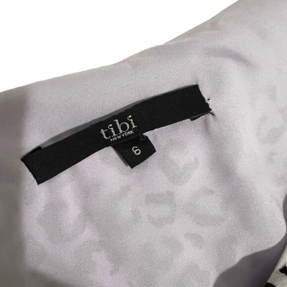 TIBI Gray & Lavender & Black Leopard Print Small Spaghetti Strap Silk Mini Dress - Picture 3 of 12